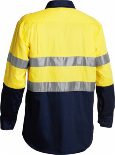 Picture of Bisley Cotton Drill Shirt Lightweight Long Sleeve with Gussetts 2 Ring Pattern Reflective Tape