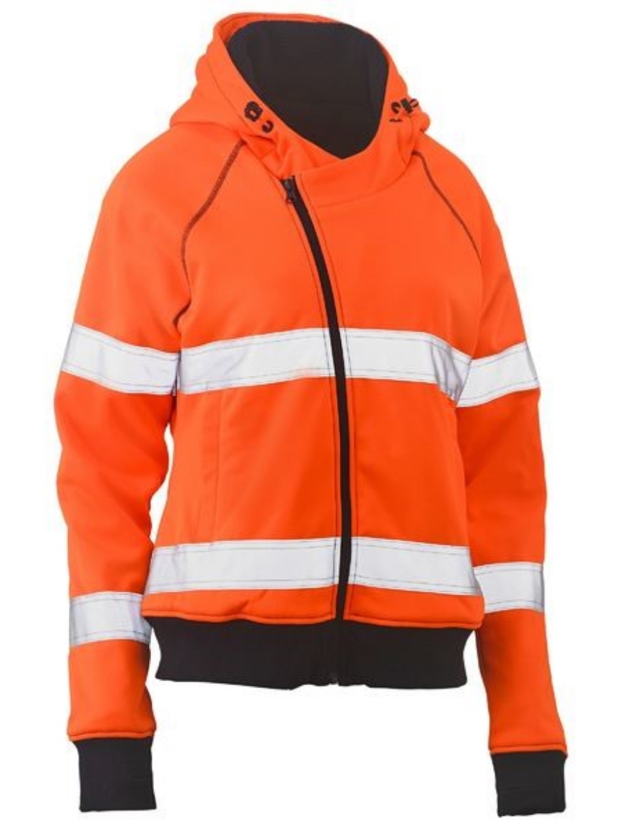 Picture of Bisley Ladies Hi Vis Fleece Hoodie with Reflective Tape
