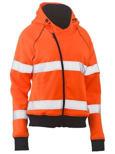 Picture of Bisley Ladies Hi Vis Fleece Hoodie with Reflective Tape