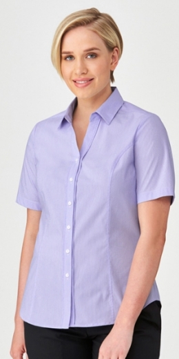 Picture of City Collection Ladies City Stretch Pinfeather Shirt Short Sleeve