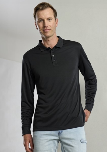 Picture of Biz Collection Mens Action Long Sleeve Polo 100% Certified recycled PET polyester