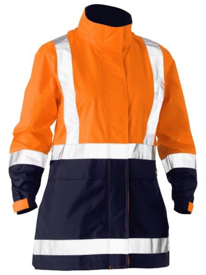 Picture of Bisley Ladies Taped Hi Vis Recycled Rain Shell Jacket