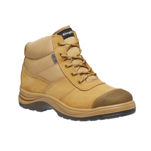 Picture of King Gee Tradie Lace Up Zip Side Boots PR Wheat
