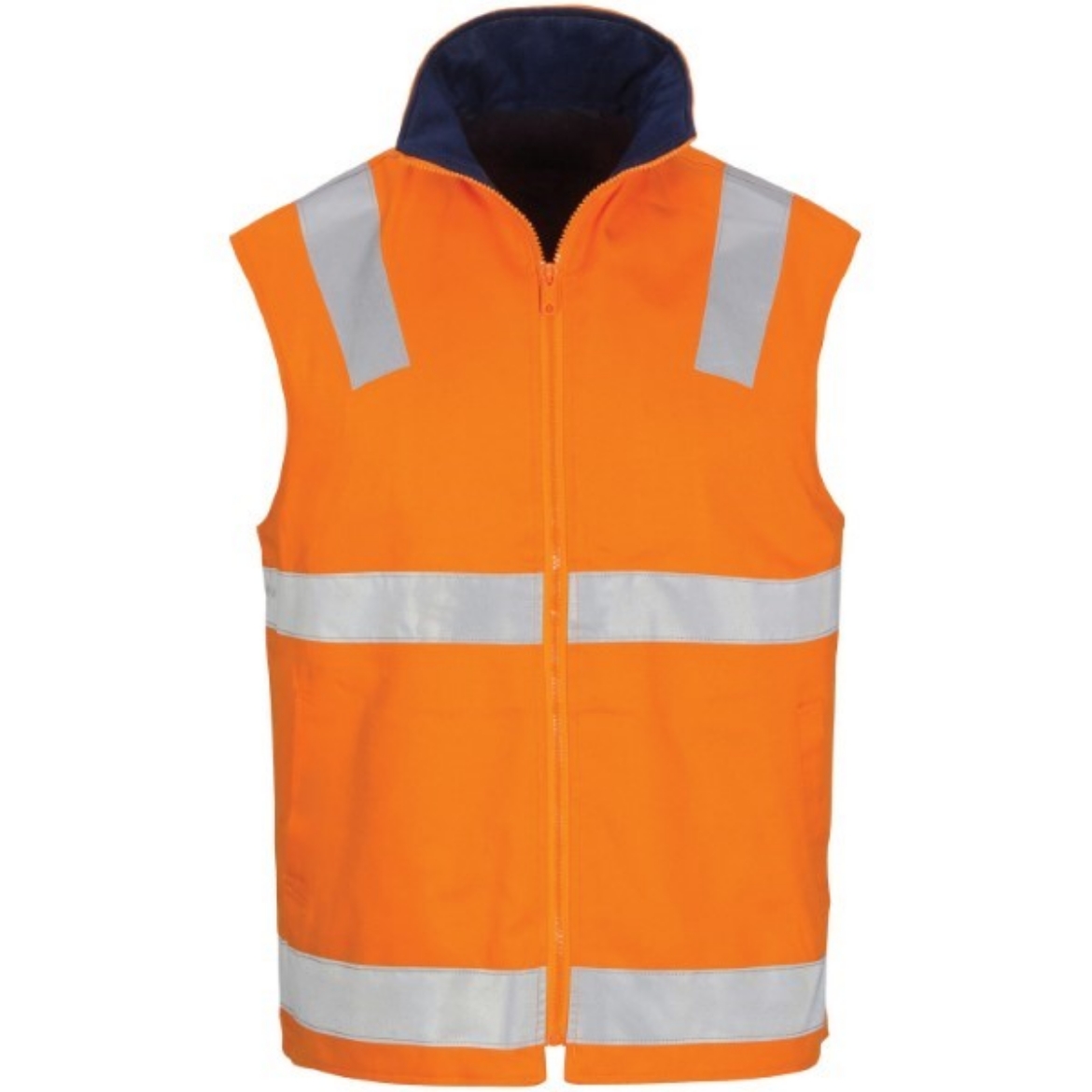 Picture of DNC Cotton Drill reversible Vest Hi Vis With Reflective Tape