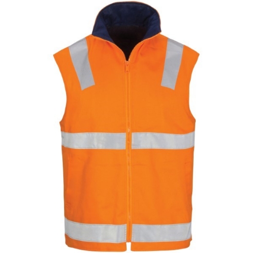 Picture of DNC Cotton Drill reversible Vest Hi Vis With Reflective Tape