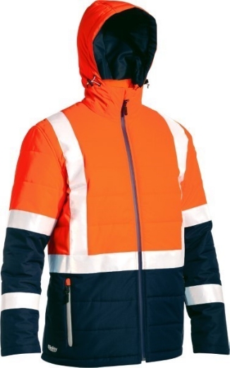 Picture of Bisley Hi Vis Puffer Jacket - Showerproof with H Pattern Reflective Tape