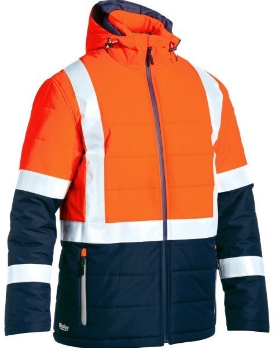 Picture of Bisley Hi Vis Puffer Jacket - Showerproof with H Pattern Reflective Tape