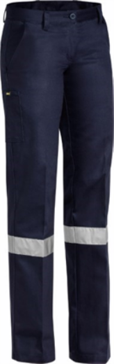 Picture of Bisley Ladies Cotton Drill Work Pant with Reflective Tape