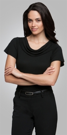 Picture of City Collection Ladies Eva Cowl Neck Short Sleeve Top