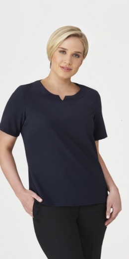 Picture of City Collection Ladies The Knit Woven Short Sleeve Top