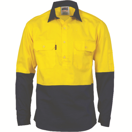 Picture of DNC Cotton Drill Closed Front Shirt Long Sleeve with Gussets 2 Tone
