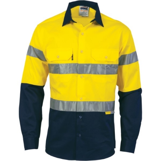 Picture of DNC Lightweight Cotton Drill Cool-Breeze Shirt Long Sleeve RT1 Reflective Tape 2 Tone