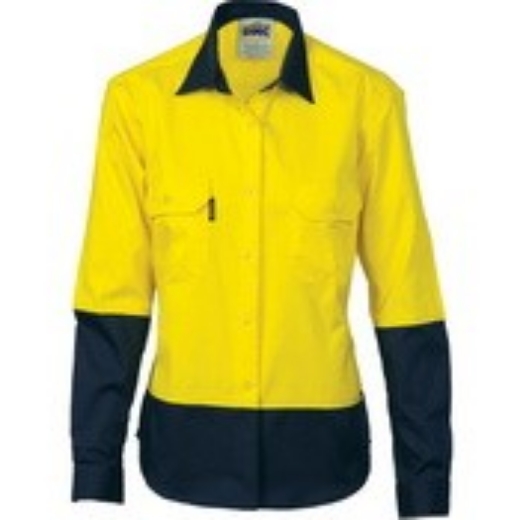 Picture of DNC Ladies Cotton Drill Shirt Long Sleeve 2 Tone