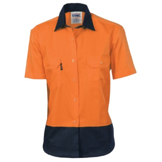 Picture of DNC Ladies Lightweight Cool-Breeze Cotton Drill Shirt Short Sleeve 2 Tone