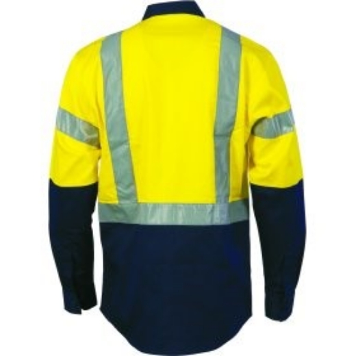 Picture of DNC Cotton Drill Shirt Long Sleeve H Pattern Reflective Tape 2 Tone