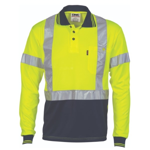Picture of DNC Polo Shirt Long Sleeve Polyester Micromesh with X Pattern Reflective Tape 2 Tone