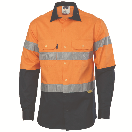 Picture of DNC Cotton Drill Shirt Long Sleeve 2 Hoop Reflective Tape 2 Tone
