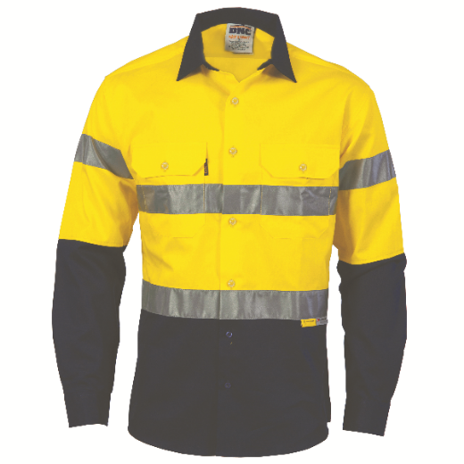 Picture of DNC Cotton Drill Shirt Long Sleeve 2 Hoop Reflective Tape 2 Tone