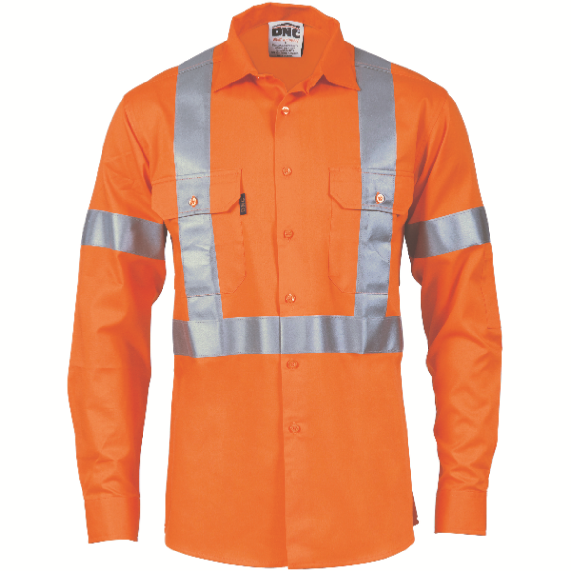 Picture of DNC Lightweight Cotton Drill Cool-Breeze Shirt Long Sleeve X Pattern Reflective Tape