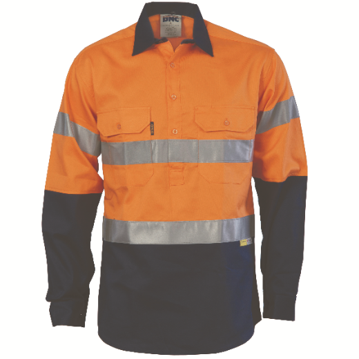 Picture of DNC Cotton Drill Closed Front Shirt Long Sleeve with Gussetts 2 Ring Reflective Tape