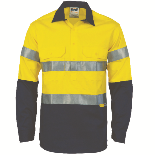 Picture of DNC Cotton Drill Closed Front Shirt Long Sleeve with Gussetts 2 Ring Reflective Tape
