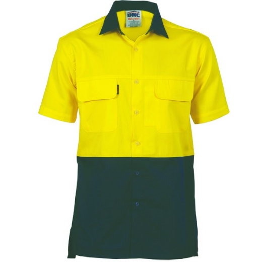 Picture of DNC Hi-Vis Lightweight 3 Way Cool-Breeze Cotton Drill Shirt Short Sleeve 2 Tone