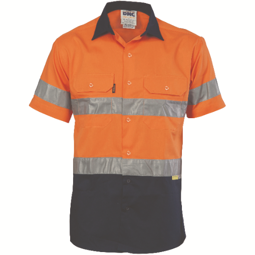 Picture of DNC Lightweight Cotton Drill Cool-Breeze Shirt Short Sleeve RT1 Reflective Tape 2 Tone