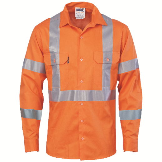 Picture of DNC Cotton Drill Cool-Breeze Rail Shirt Long Sleeve X Pattern Reflective Tape