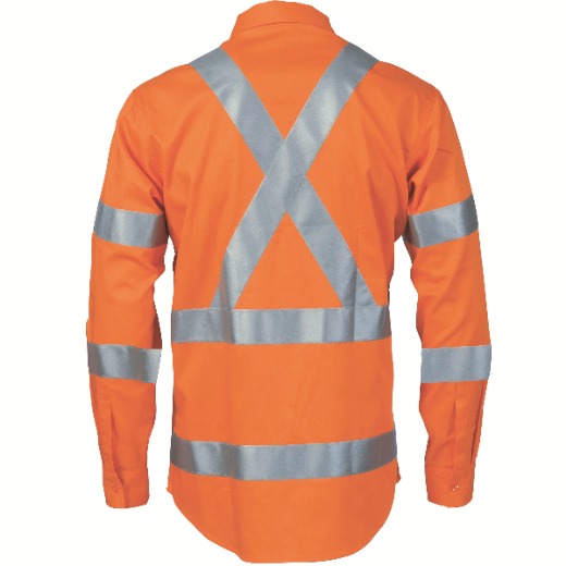 Picture of DNC Cotton Drill Cool-Breeze Rail Shirt Long Sleeve X Pattern Reflective Tape