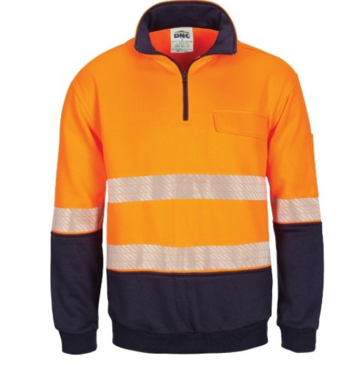 Picture of DNC Fleecy 1/2 Zip Fleecy Jumper Polyester/Cotton with 2 Hoop Segmented Tape Reflective Tape