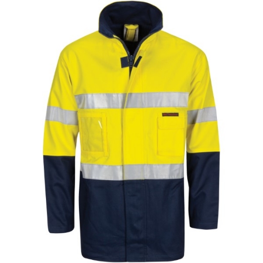 Picture of DNC Hi Vis Cotton Drill 2 in 1 Jacket Heavyweight with Reflective Tape 2 Tone