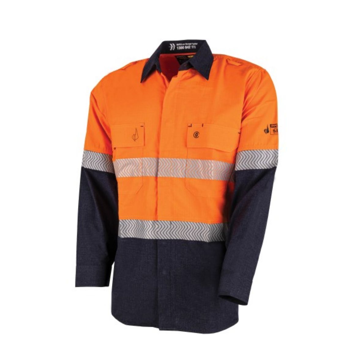 Picture of BOOL Parvotex® Inherent Fire Retardant Two Tone L/S Shirt with FR Segmented Tape, Nylon Stud Closure. Rated to PPE 1 - 5.9 cal/cm2