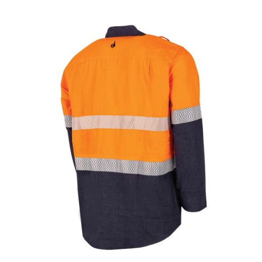 Picture of BOOL Parvotex® Inherent Fire Retardant Two Tone L/S Shirt with FR Segmented Tape, Nylon Stud Closure. Rated to PPE 1 - 5.9 cal/cm2
