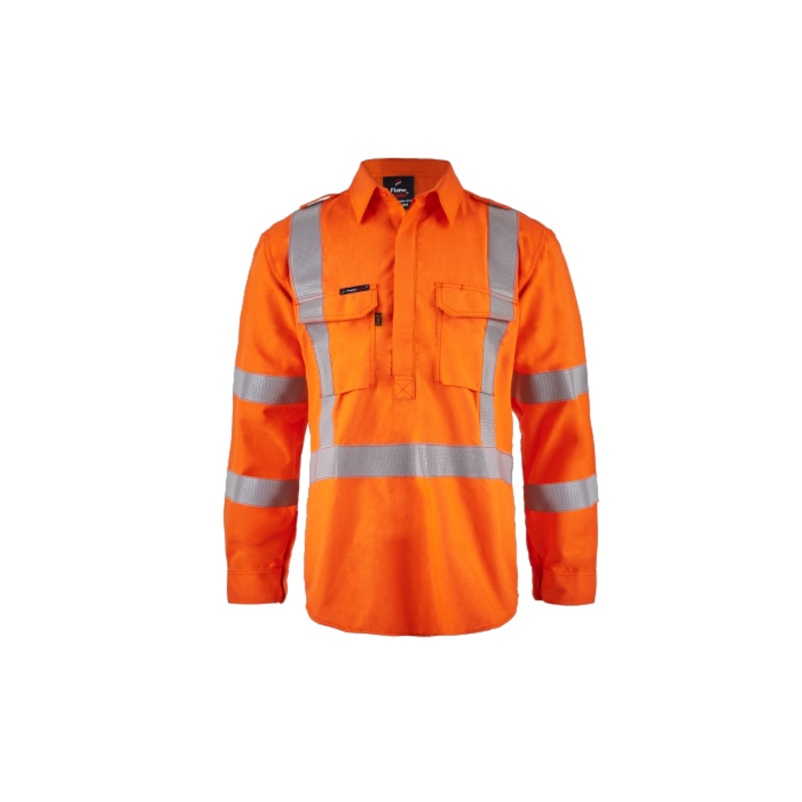 Picture of Flame Buster ARC Flash Shirt Closed Front with X Pattern Reflective Tape HRC 2 ATPV 9cal/cm2