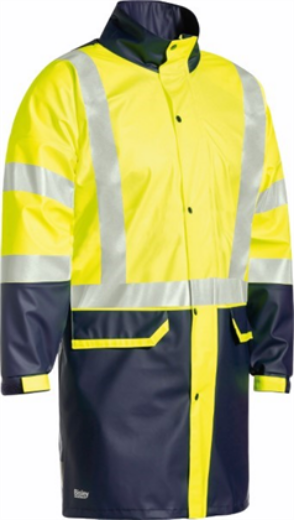 Picture of Bisley Hi Vis Stretch PU Rain Coat Waterproof with Reflective Tape