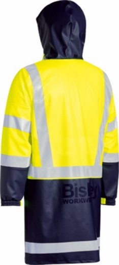 Picture of Bisley Hi Vis Stretch PU Rain Coat Waterproof with Reflective Tape