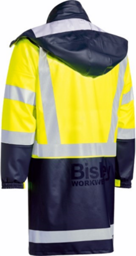 Picture of Bisley Hi Vis Stretch PU Rain Coat Waterproof with Reflective Tape