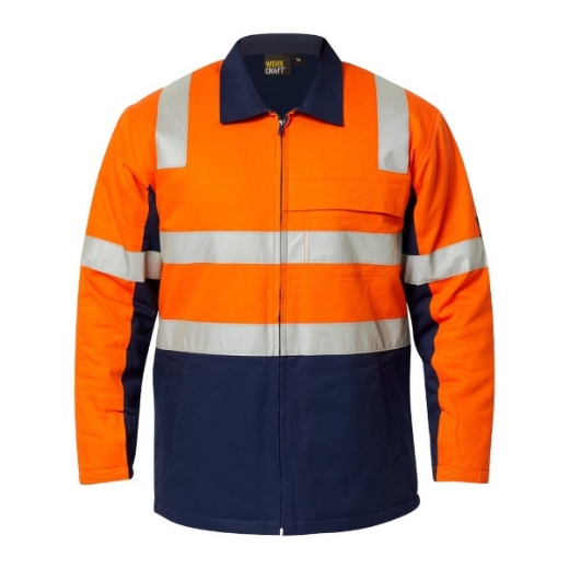 Picture of Workcraft Heavyweight Cotton Drill Jacket with Reflective Tape 2 Tone