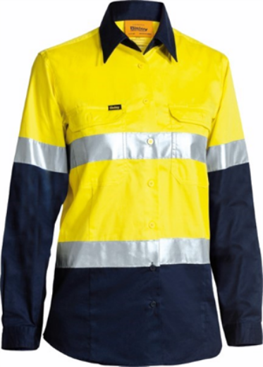 Picture of Bisley Ladies Cool Lightweight Shirt Long Sleeve 2 Hoop Reflective Tape