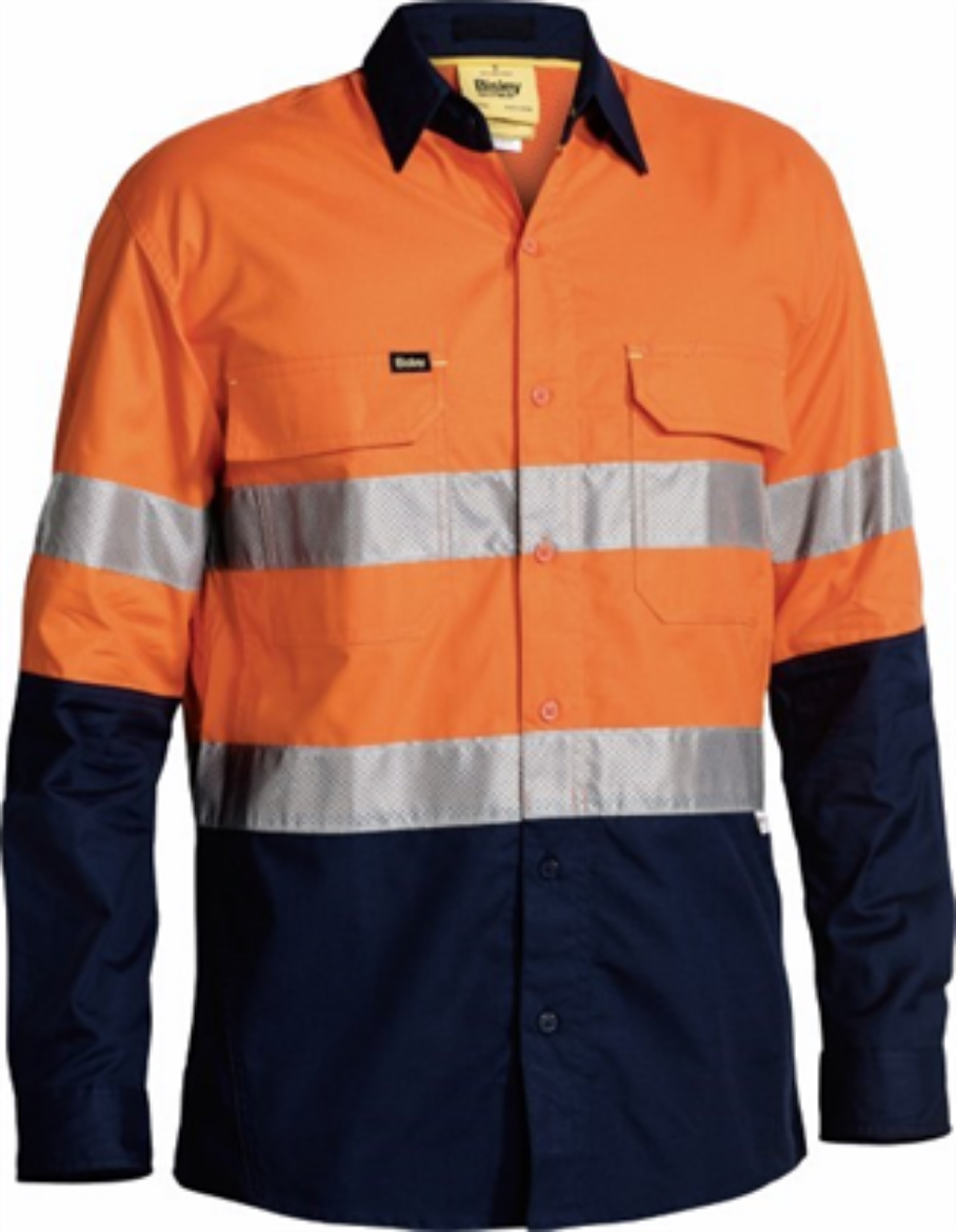 Picture of Bisley Mens X Airflow Long Sleeve Work Shirt 100% Cotton Ripstop with Perforated Reflective Tape