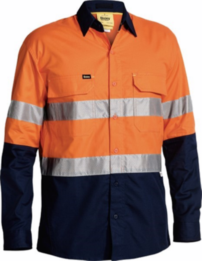 Picture of Bisley Mens X Airflow Long Sleeve Work Shirt 100% Cotton Ripstop with Perforated Reflective Tape