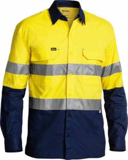 Picture of Bisley Mens X Airflow Long Sleeve Work Shirt 100% Cotton Ripstop with Perforated Reflective Tape