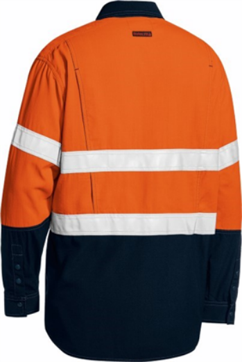 Picture of Bisley Flame Resistant Tencate Tecasafe Lightweight Vented Shirt Long Sleeve 2 Hoop Pattern Reflective 160gsm HRC 1 ATPV 5