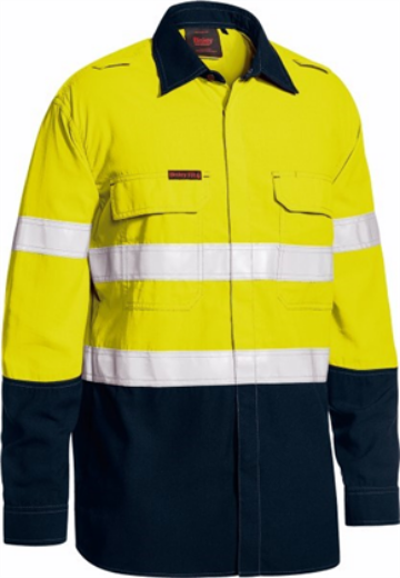 Picture of Bisley Flame Resistant Tencate Tecasafe Lightweight Vented Shirt Long Sleeve 2 Hoop Pattern Reflective 160gsm HRC 1 ATPV 5