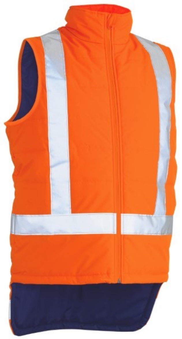 Picture of Bisley Hi Vis Puffer Vest - Showerproof with X Pattern Reflective Tape