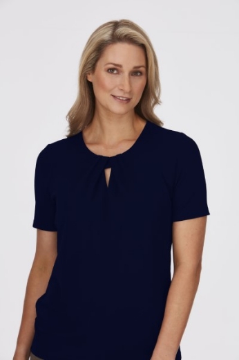 Picture of City Collection Ladies Keyhole Short Sleeve Knit Top