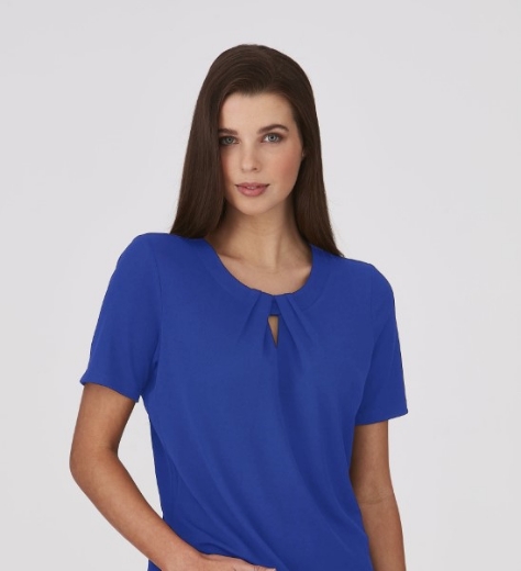 Picture of City Collection Ladies Keyhole Short Sleeve Knit Top
