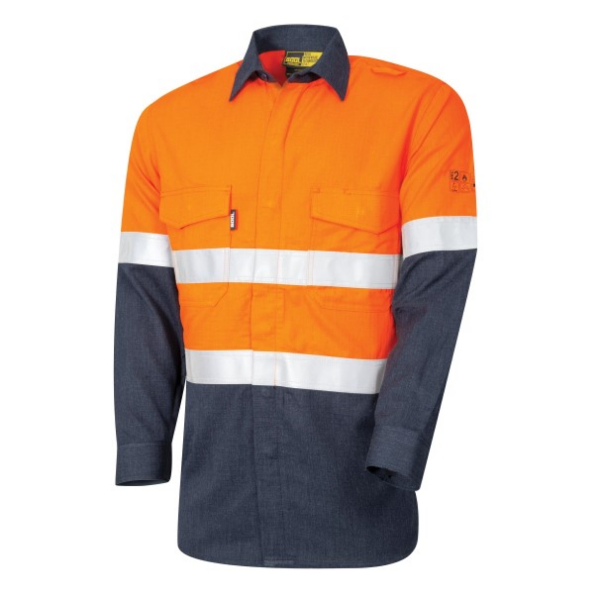 Picture of BOOL Parvotex® Inherent Fire Retardant L/S Shirt with Loxy® FR Reflective Tape, Nylon Stud Closure. Rated to PPE 2 - 8.6 cal/cm2