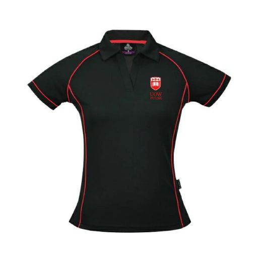 Picture of Aussie Pacific Ladies Endeavour Polo Shirt Black/Red