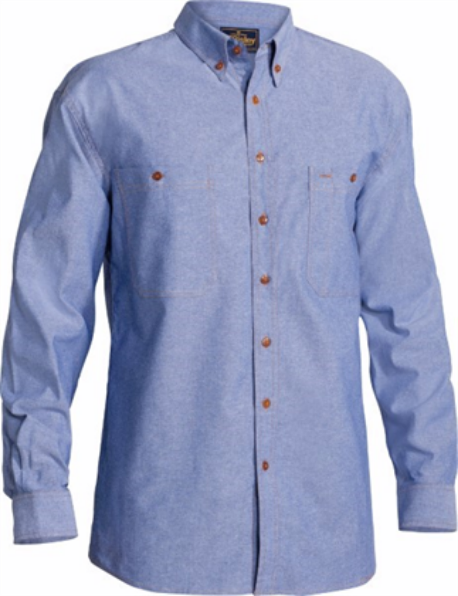 Picture of Bisley Chambray Shirt Long Sleeve 100% Cotton Blue